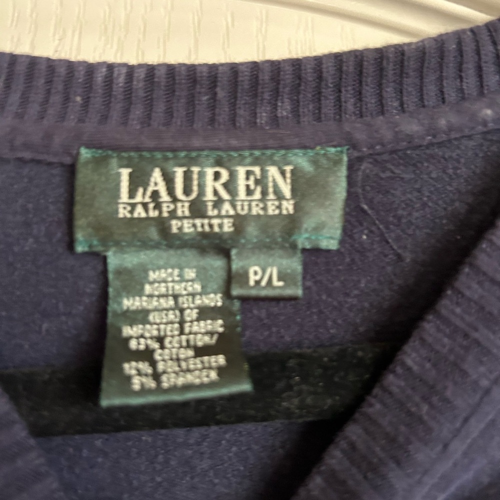 Ralph Lauren Petite navy blue pullover sweatshirt zipper pockets petite large - Picture 8 of 10